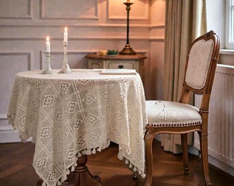 Tischdecke Baumwolle häkeln, Rechteck Schwarz, Handgemachte Weinlese-Spitze, Handtuch für Haus, Esszimmer und Küchen