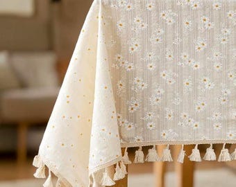 Manteles florales de algodón, decoración para mesa de té, mantel rectangular para cocina, boda, comedor, habitación, regalo para ella.