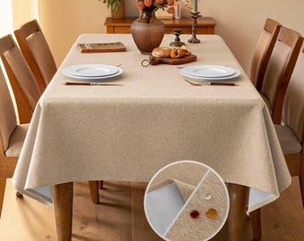 Wasserdichte Baumwollleinen Tischdecke, Solid Color Esstisch Cover