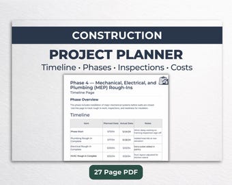 Planificador y cronograma de proyectos de construcción / Seguimiento de construcción de viviendas (PDF) / Fases, inspecciones y seguimiento de costos