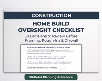 Home Building Checklist | 50 Mistakes to Avoid Before Framing and Drywall | Owner Builder and New Construction Planning PDF