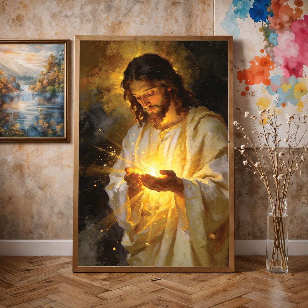 Jesus Light of the World Wall Art: Christian Glowing Faith Print (300 ...