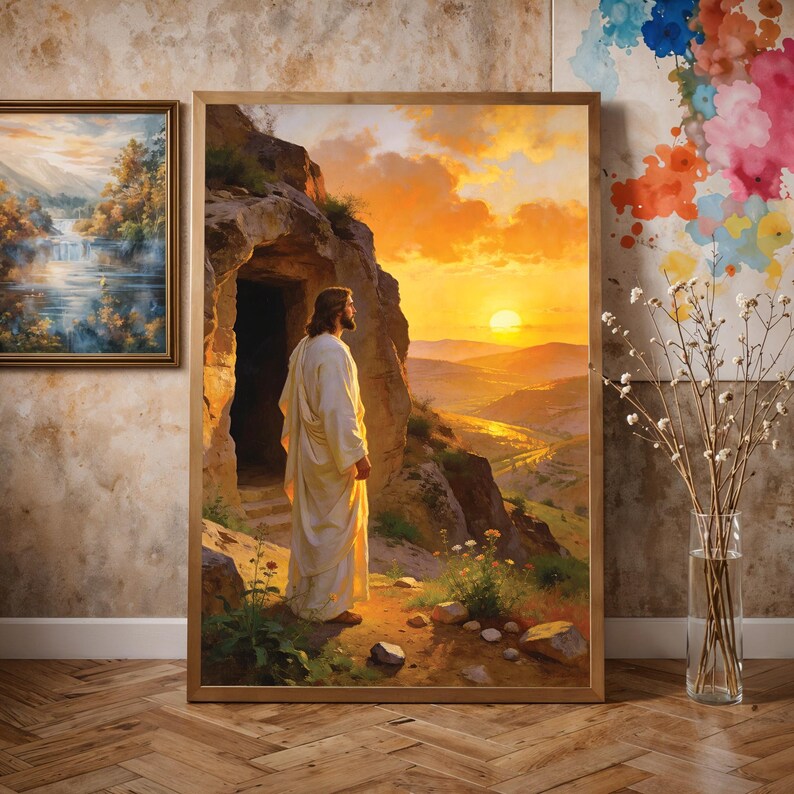 Risen Jesus Empty Tomb Wall Art: Resurrection Christian Print (300 DPI ...