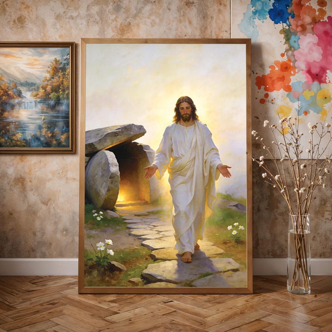Risen Jesus Resurrection Art, Christian Wall Art: Easter Home Decor ...