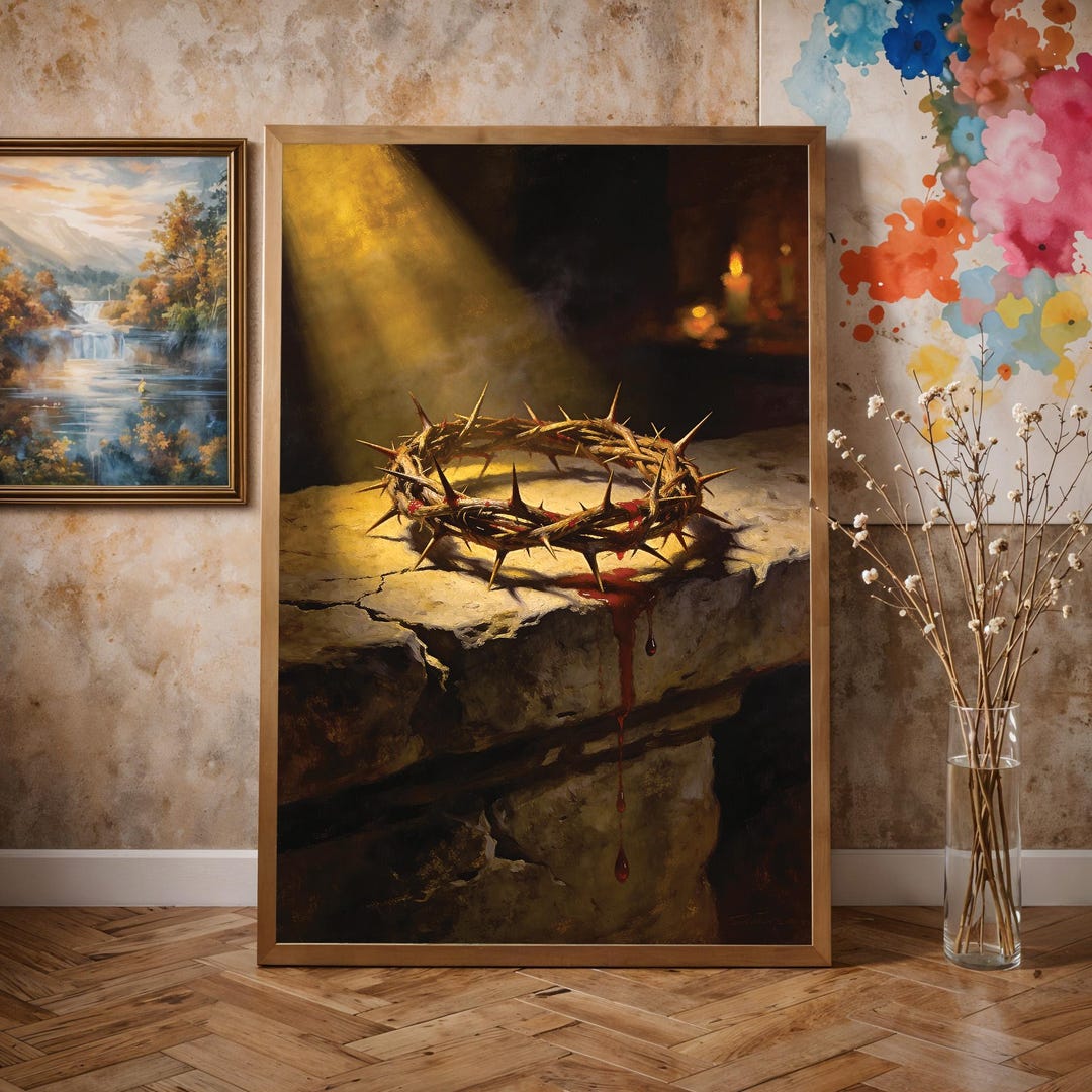 Crown of Thorns Wall Art: Jesus Sacrifice Christian Painting Print (300 ...