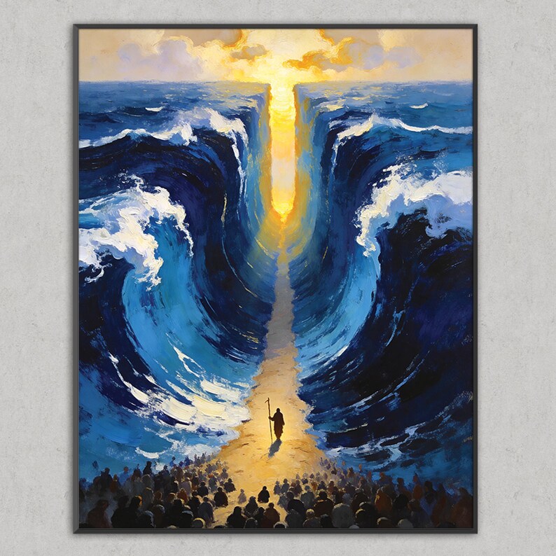 Moses Parting the Red Sea Wall Art: Biblical Exodus Print (300 DPI JPG ...