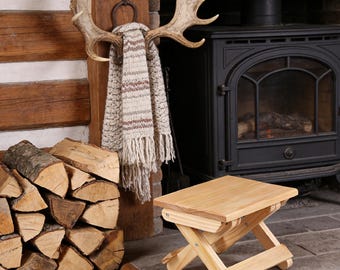 Foldable Solid Wood Step Stool,Portable Wooden Foot Rest for Bathroom & Kitchen