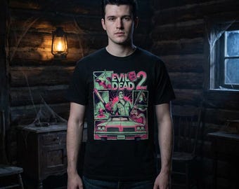 Evil Dead 2 Poster Kunst T-Shirt | Asche Horror Collage