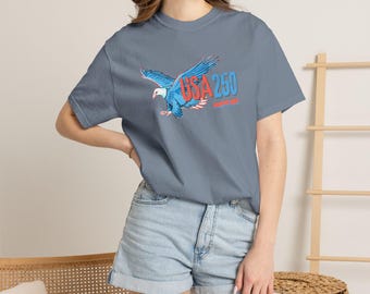 USA 250 Adler T-Shirt | Farben der amerikanischen Flagge, Vintage patriotischer Entwurf