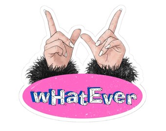 WhatEver hands sticker Kiss-Cut Sticker | pink oval, sassy hand gesture