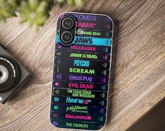 Retro skräckfilm Synthwave Spine mobilskal | Flexibelt skal