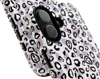 Lavendel Leopard Print Ghostface iPhone Hülle | Robuste magnetische Hülle