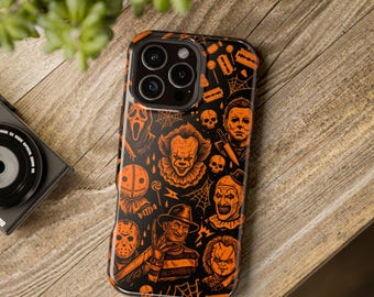 Custodia per telefono con i cattivi dei film horror / Custodia magnetica antiurto per iPhone / Custodia per telefono di Halloween