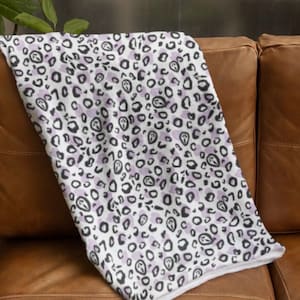 Lavender Leopard Print Ghostface Velveteen Plush Blanket | Animal Print Horror Throw