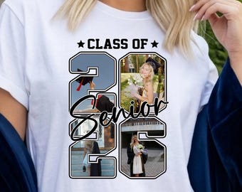 Custom Photo Senior 2026 Graduation Shirt, Personalized Graduation Tee, Senior Photo Collage Shirt