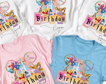 Personalized Disney Birthday Shirts, Birthday Family Matching Shirt, Disney Character T-Shirt, Birthday Squad Crew Boy Girl Shirt