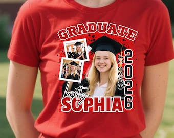 Custom Photo Graduation Shirt 2026, Personalized Graduate Tee, Class of 2026 Shirt, Senior Photo Collage Shirt, Custom Name Grad Shirt