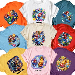 Personalized Super Mario Galaxy Shirts, Mario Galaxy Movie All Characters Shirts, Family Matching Tee immagine 1