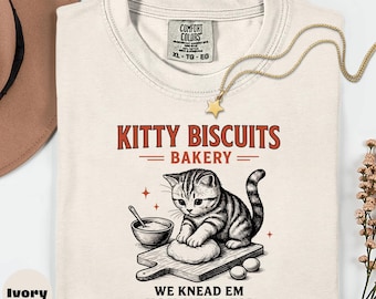 Comfort Colors Kitty Biscuits Bakery T-Shirt, Vintage Cat Graphic Tee