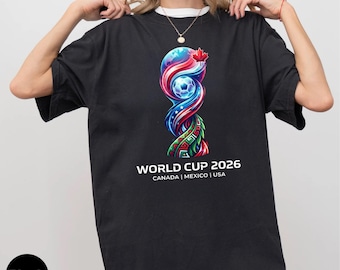 Camiseta gráfica de colores cómodos del Mundial 2026, camiseta para aficionados al fútbol