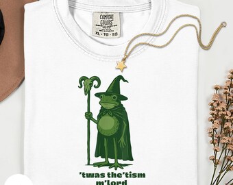 Camiseta de colores cómodos de rana maga, divertida camiseta con gráficos de fantasía, regalo rústico nerd