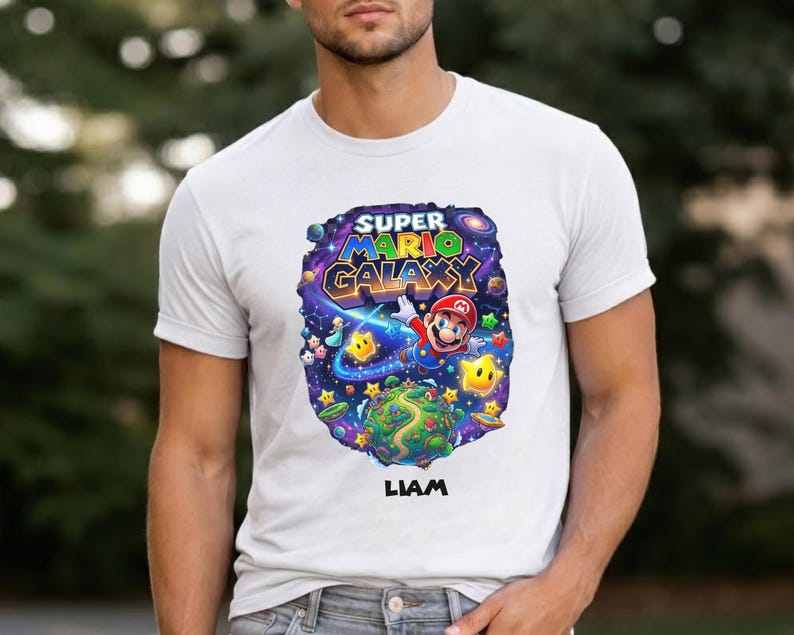 Personalized Super Mario Galaxy Shirts, Mario Galaxy Movie All Characters Shirts, Family Matching Tee immagine 8
