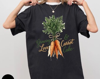Camiseta con colores de pastel de zanahoria, camiseta gráfica "Amor creciente"
