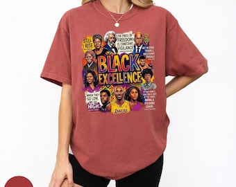 Camisa Black Excellence Comfort Colors, camiseta con historia afroamericana, camiseta con gráfico cultural inspirador