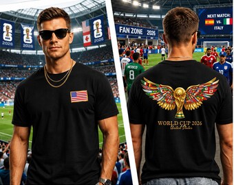 Camiseta de la Copa de Fútbol 2026, Camiseta para aficionados al fútbol, Camiseta de fútbol con bandera y alas, Camiseta de la Copa de Fútbol 2026, Camiseta de fútbol internacional