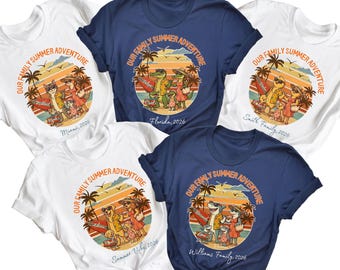 Custom Funny characters Family Summer Adventure Shirts, Summer Beach Matching Shirts, Personalized Family Trip Outfit 2026
