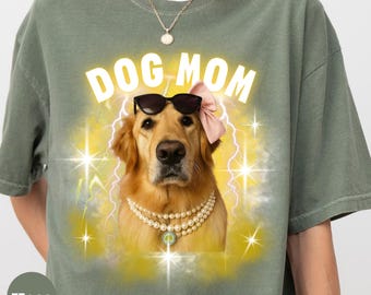 Camiseta personalizada para mamás perrunas, camiseta con retrato de perro personalizado, camiseta con collage de fotos de perros, camisetas para amantes de los perros, camisetas Comfort Colors® Bootleg para perros