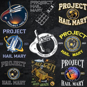 Project Hail Mary Mission Patch PNG, Rocky l'Eridian Space Badge, Ryland Grace Earth Patch, Bundle de logo de livre de science-fiction