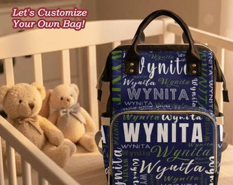 PERSONALIZED Large Diaper Backpack, Custom Monogram /Name Baby Nappy Bag Infant Gift