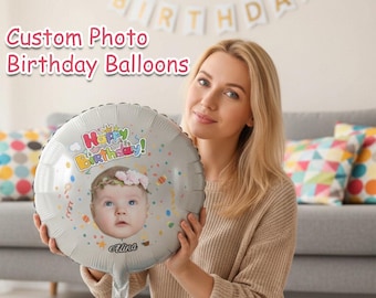 Custom 18 Inch Photo Foil Balloon – Personalized Mylar Birthday Graduation Party Decoration with Pump