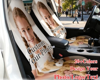 Custom Photo/Face Car Seat Covers: Universal Auto Seat Protector for Cars, SUVs, Trucks, New Car Gift for Him