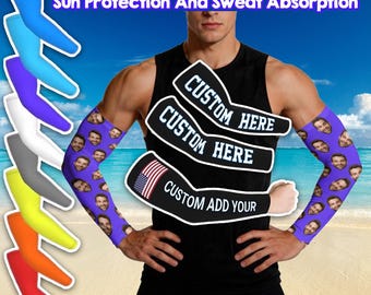 Custom Face Arm Sleeves, Personalized Sports Sun Protection (2-Pack)