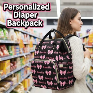 PERSONALIZED Large Diaper Backpack, Custom Monogram /Name Baby Nappy Bag Infant Gift