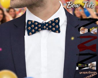 Custom Photo Bow Tie, Personalized Face Print Polyester Neckwear, Wedding Groom Gift