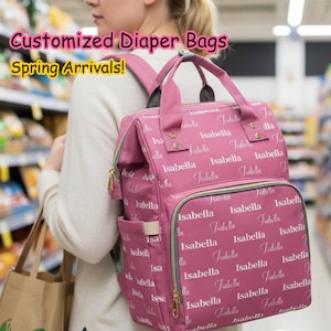PERSONALIZED Large Diaper Backpack, Custom Monogram /Name Baby Nappy Bag Infant Gift