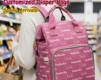 PERSONALIZED Large Diaper Backpack, Custom Monogram /Name Baby Nappy Bag Infant Gift