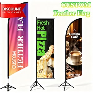 Custom Feather Flag, Personalized Business Banner, Double-Sided Outdoor Sign, Indoor/Outdoor Advertising Banner