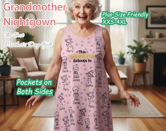 Custom Photo Nightgown for Grandma, Personalized Sleepwear, Mother's Day Gift