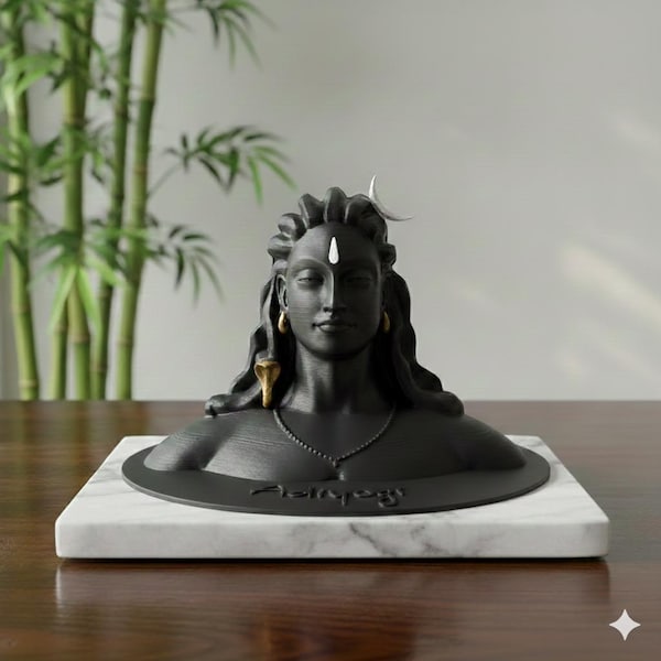 Adiyogi Shiva 3D Printed Idol – Lord Shiva Bust, Meditation Decor, Spiritual Sculpture