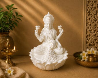 Goddess Lakshmi 3D Printed Idol | Hindu Wealth Deity, Prosperity Home Decor UK