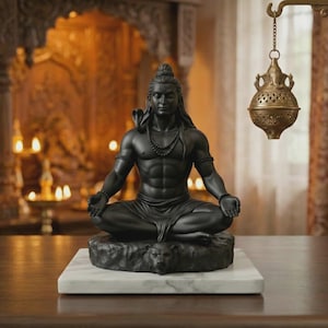 Estatua meditando del Señor Shiva – Figura Adiyogi impresa en 3D, dios hindú Mahadev Murti