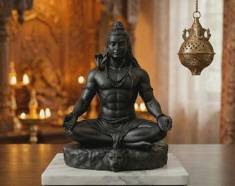 Meditating Lord Shiva Statue – 3D Printed Adiyogi Figurine, Hindu God Mahadev Murti