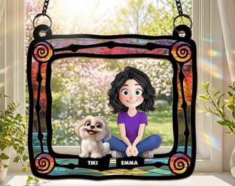 Personalized Dog Mom Suncatcher, Dog Mom Gift For Women Ornament, Pet Lovers Gift For Mother, Best Dog Mom Gifts, Mothers Day Gifts