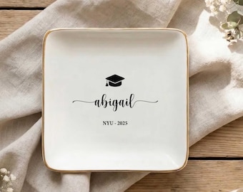 Custom Graduation Gift for Her,  Personalized Jewelry Dish with Name, Gifts for Daughter, Niece, Sisters or Best Friend, Class of 2026