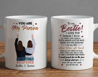 Personalized Best Friend Coffee Mug, Christmas Birthday Gifts For Women,Bestie, Funny Gifts For Friends, Friendship Gifts For BFF, Sisters