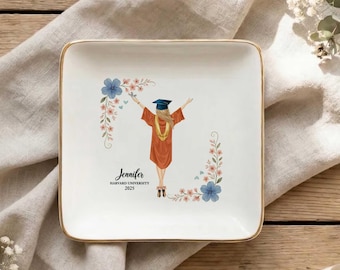 Personalized Jewelry Dish,  Graduation Gift for Her of 2026, Custom Ring Holder for Daughter, Best Friend, Sister or College Graduate, Women